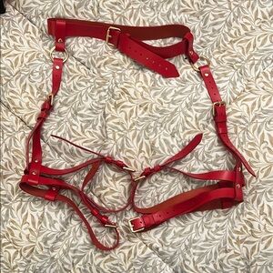 Red Leather Harness Belt MARIEMUR Medium